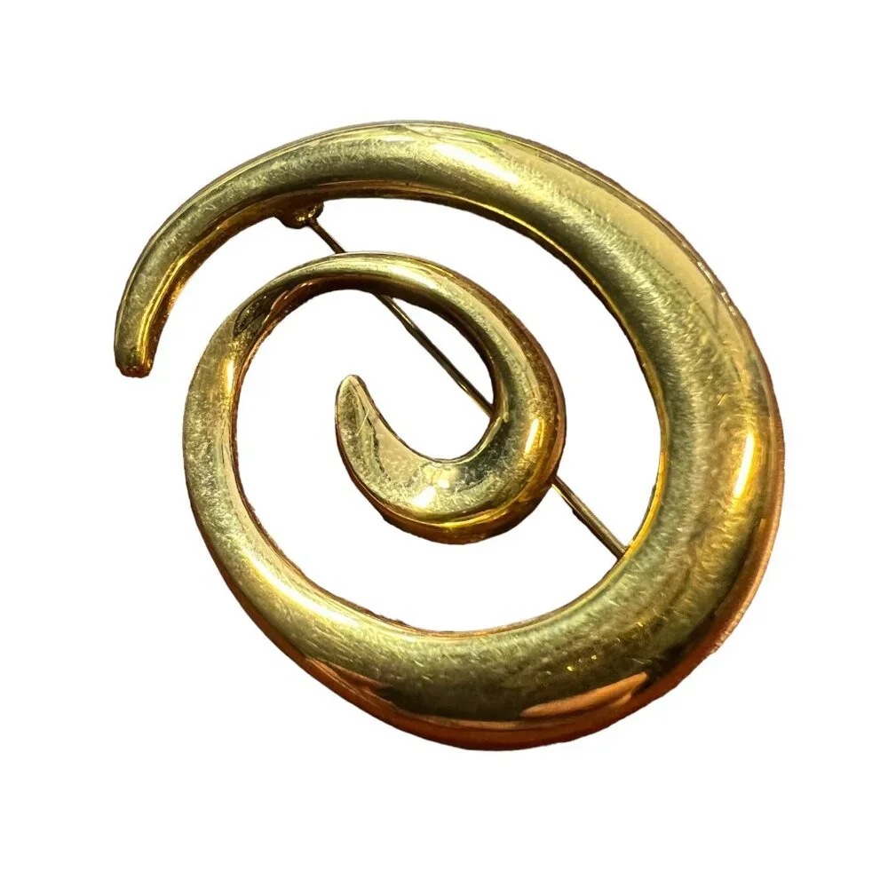 Napier Brooch Swirl‎ Circle Goldtone Vintage Swirl Pin